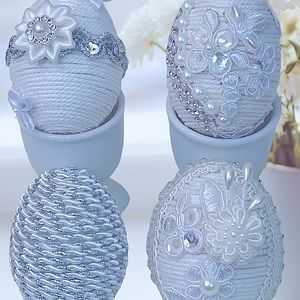 Easter Egg Set 4, White Eggs| Shabby Chic Easter Gift| Vase Filler| Spring Gift